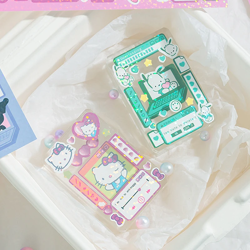 Sanrio Cinnamoroll Melody Girl Cute Hand Account Stickers Cartoon Diy Goo Card Stickers Hand Account Material Glitter Stickers