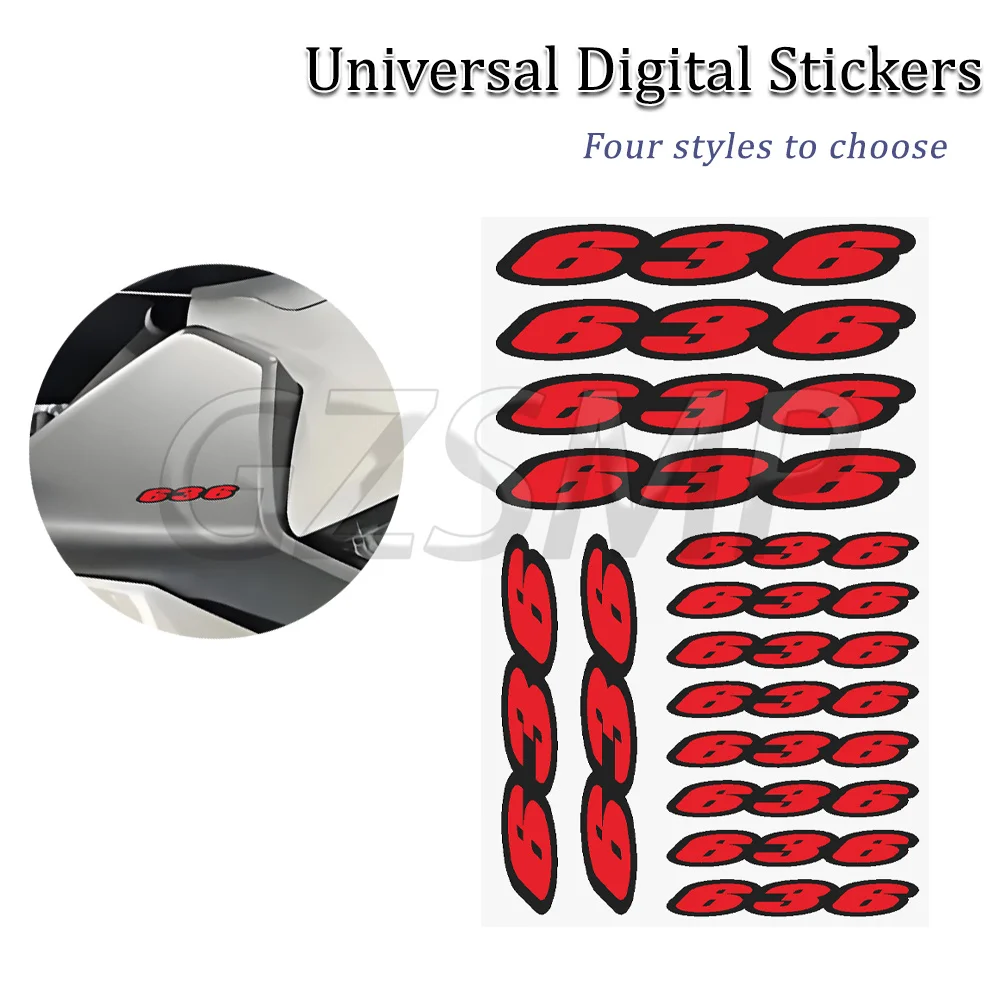 Fit Fit Kawasaki Ninja ZX-6R ZX636 Motorcycle Stickers Number 636 Electric Scooter Body Deco Universal Digit Decal