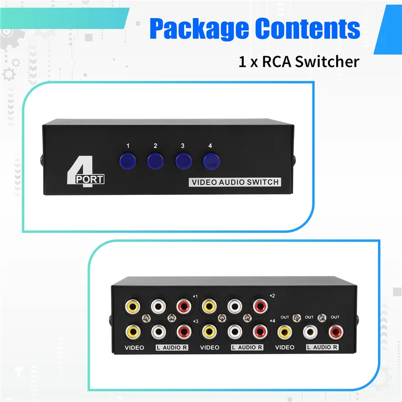 Excellent-4 Port AV Switch RCA Switcher 4 In 1 Out Composite Video L/R Audio Selector Box For DVD STB Game Consoles