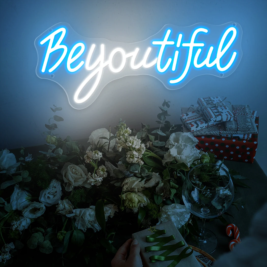 Be You Tiful Neon Sign For Room Wall Decor USB Powered LED Neon Light Lighting Bedroom Birthday Party Classroom Beauty Salon