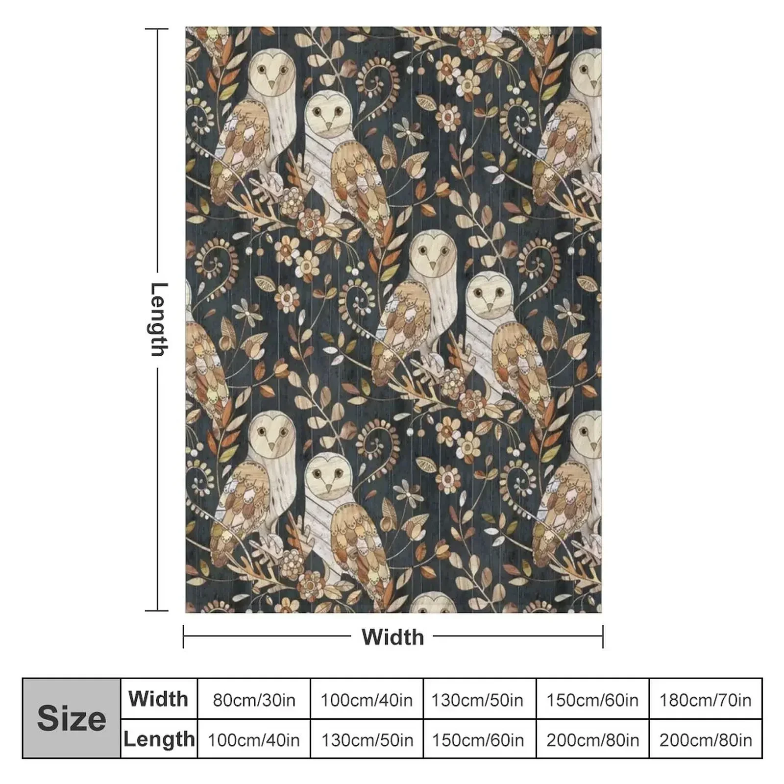 Wooden Wonderland Barn Owl Collage Throw Blanket couch cozy soft plush fuzzy picnic outdoor blanket