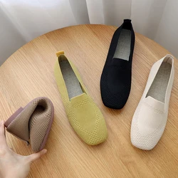 Ballerines carrées en maille pour femmes, chaussures de conduite plates respirantes, baskets bateau, 03/Mocassins, printemps, nouveau, 2023