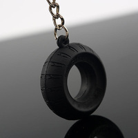 JDM 32mm/1.26inch  Motorcycle Tire Tyre Shaped Rubber Keychain Keyring Key Chain Ring Keyfob Pendent Car Parts Model
