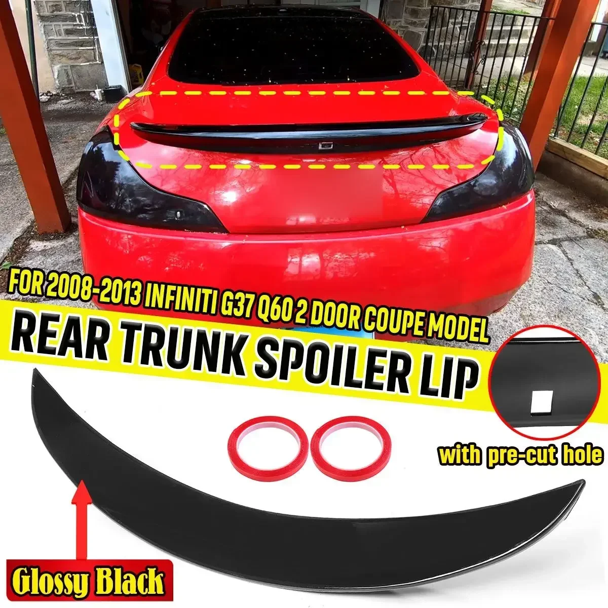 G37 Car Rear Trunk Spoiler Lip Boot Wing Lip FOR INFINITI G37 V36 Q60 2 DOOR Coupe 2008-2013 Rear Spoiler Wing Lip Extension