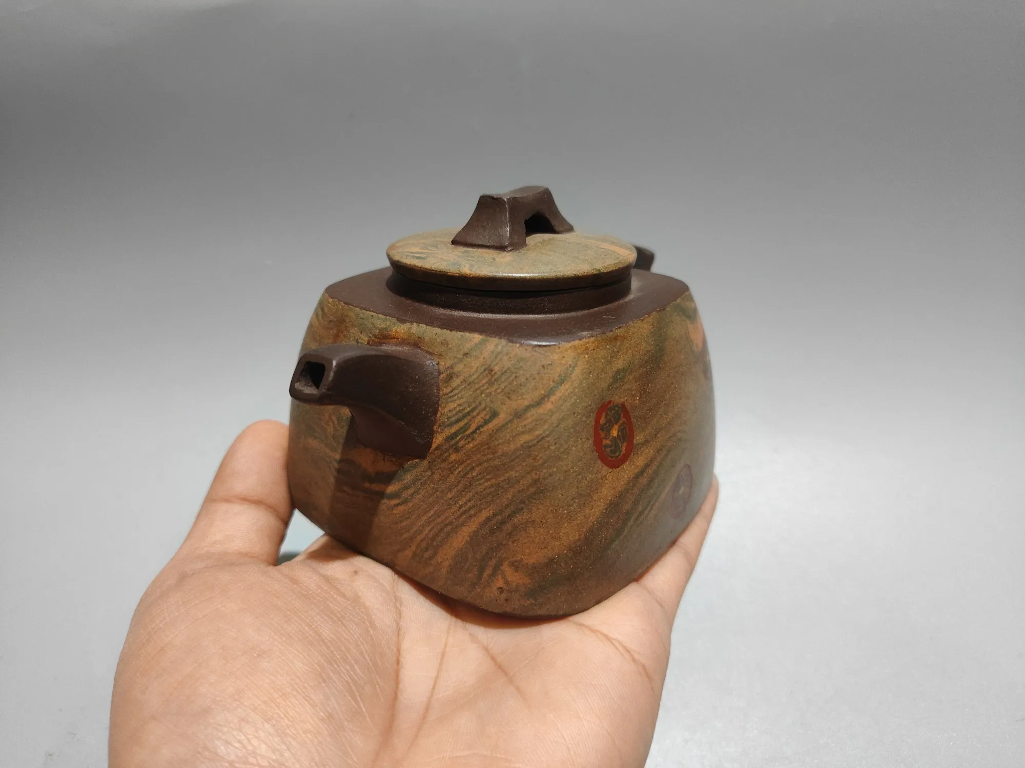 Purple Clay Pot Old Purple Mud Four sided clay pot Marble textured color pot Kettle Teapot Pot Tea Tasting Tea Ceremony
