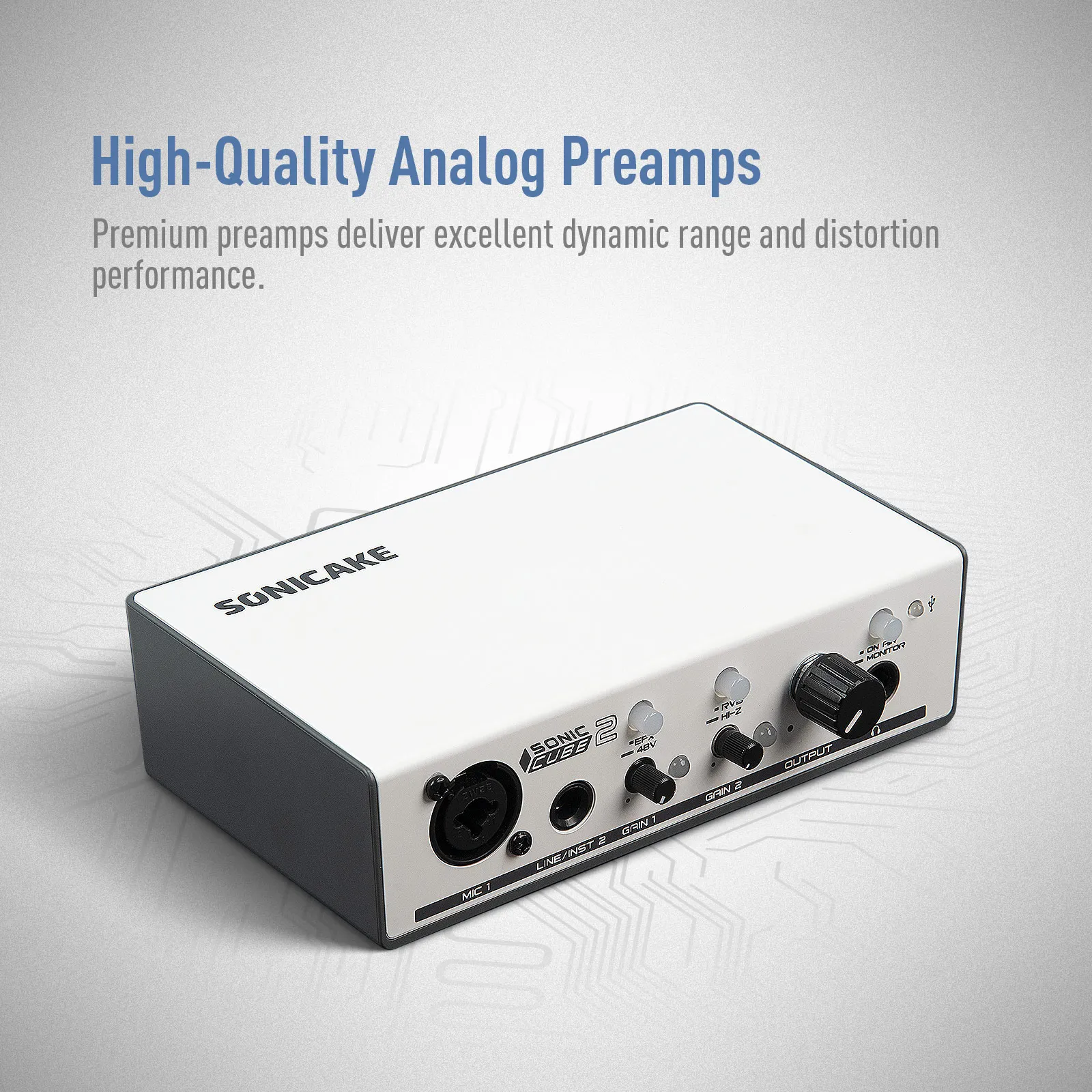 

SONICAKE Sonic Cube II Dual-Channel Professional Audio Interface with High Quality Analog Preamp Digital Modeling DSP Effects