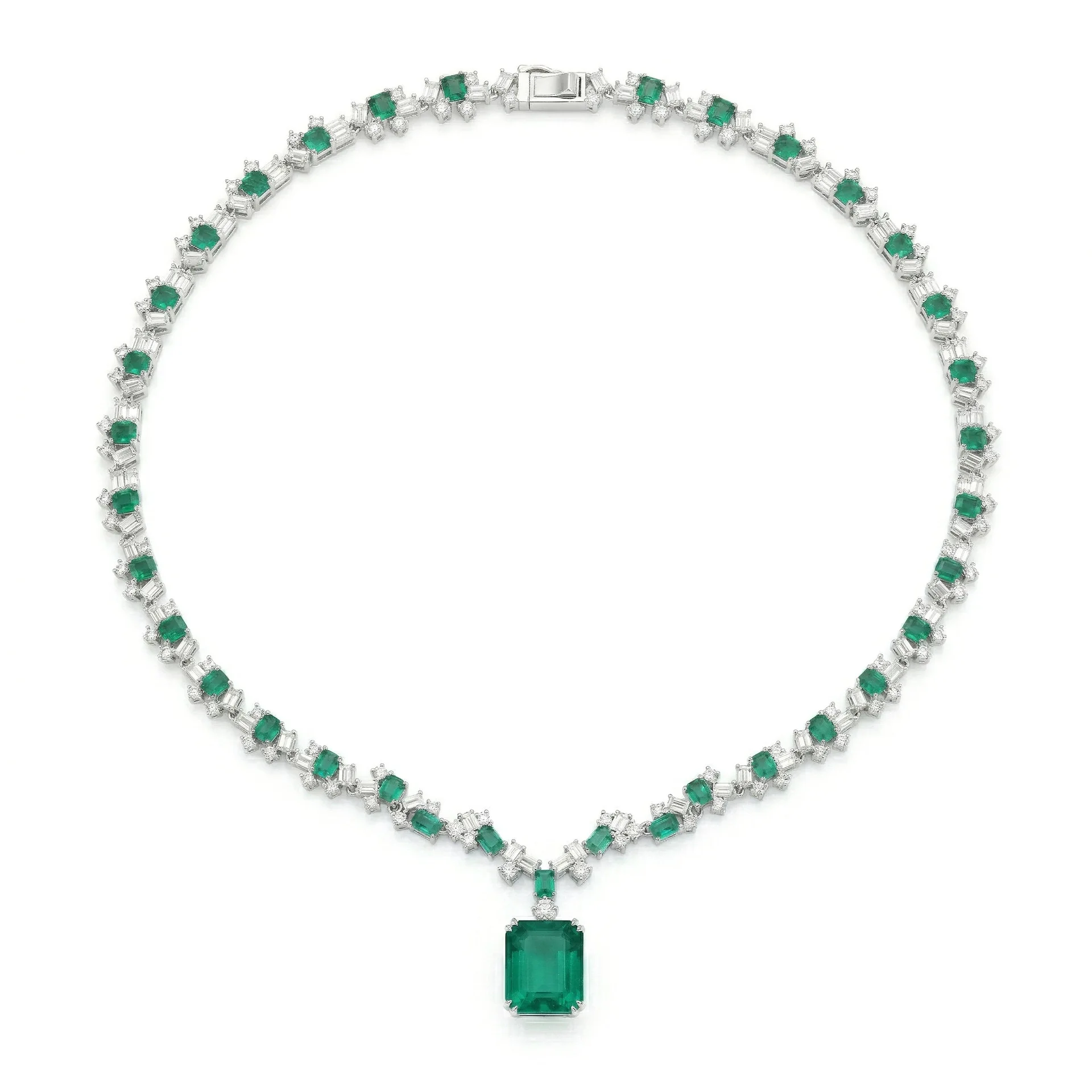 

925 Sterling Silver Gold Plated 5.5ct Emerald High Carbon Diamond Necklace Luxury Banquet Wedding Pendant Necklace for Women