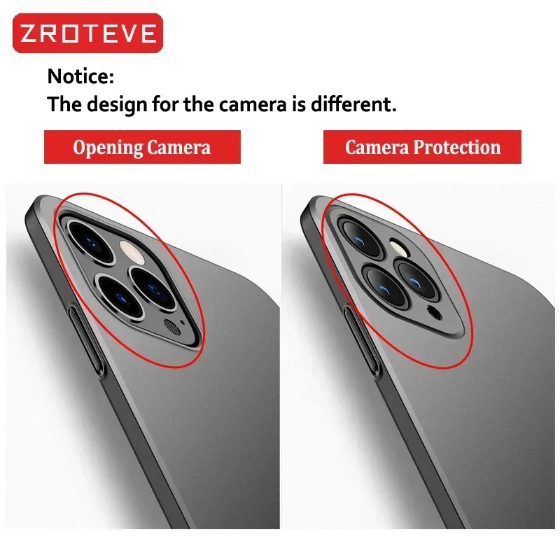 For iPhone 16 15 14 13 12 Pro Max Case ZROTEVE Slim Matte Hard PC Cover For iPhone13 iPhone14 iPhone15 iPhone16 Plus Phone Cases