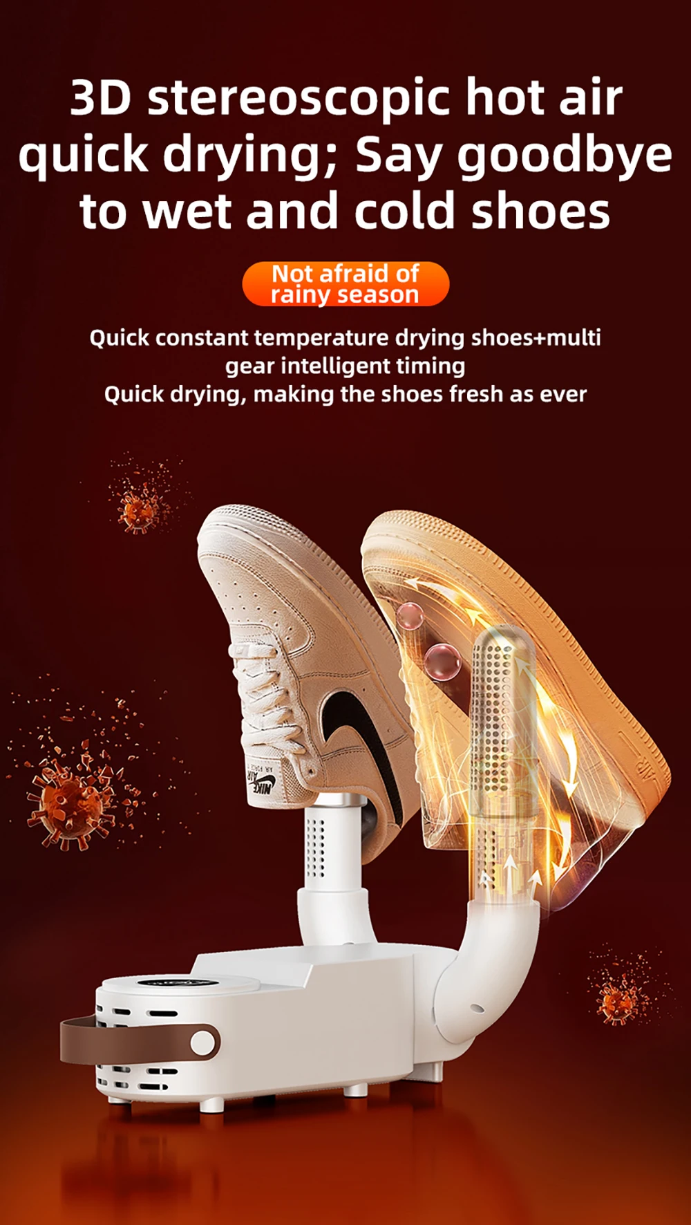 Schuhtrockner, UV-Schuhsterilisation, intelligenter Timer, Schuhtrockner, beseitigt Gerüche, Socken, Stiefel-Deodorant, faltbarer Schuh-Heiztrockner – Detail 2