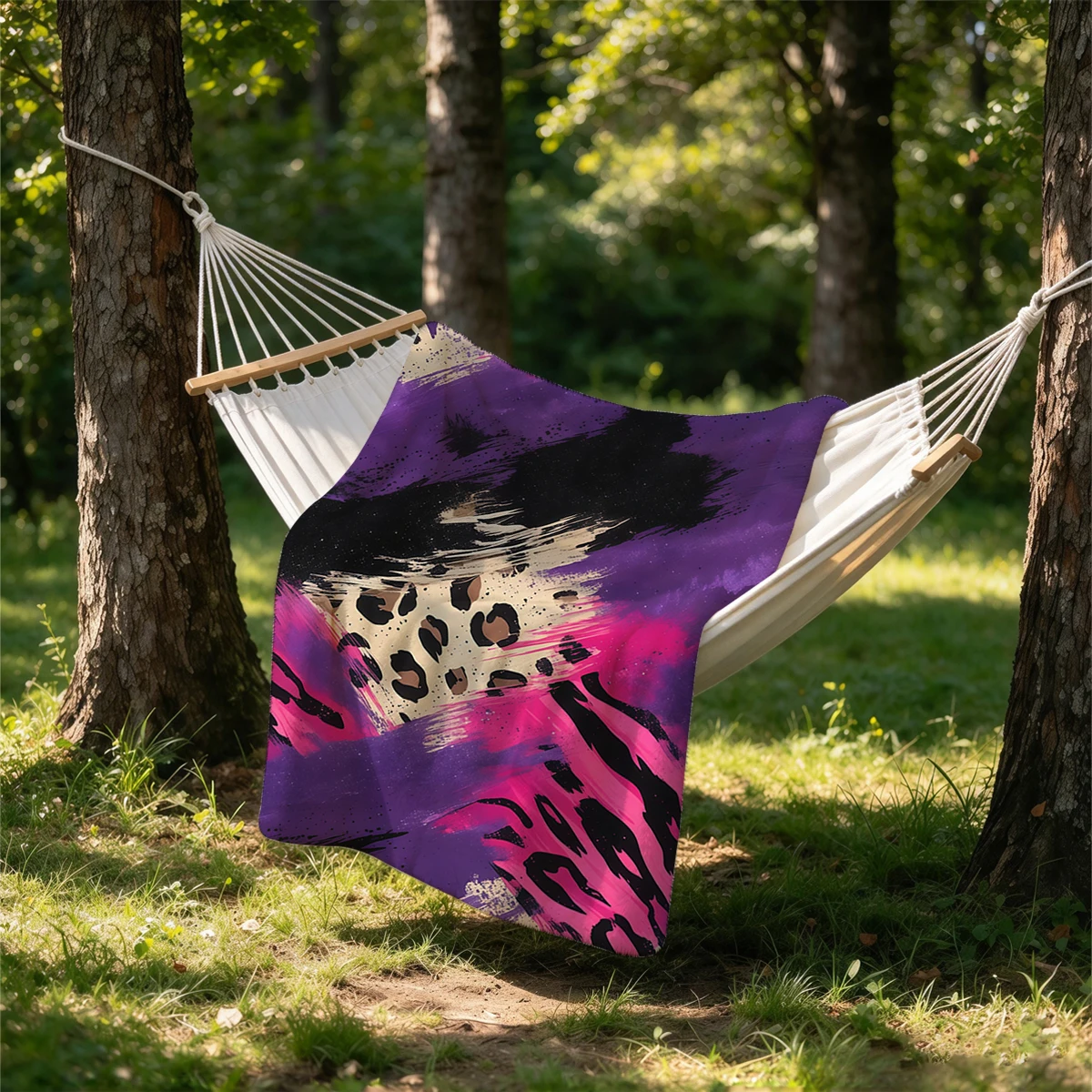 Purple Pink Leopard Brush Flannel Blanket Warm Soft Halloween Christmas Couch Warm Cozy Decorative Decor Gift for All Season