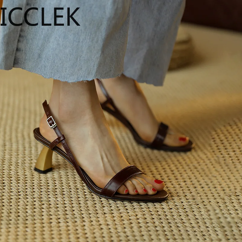 Letnie klapki damskie buty prawdziwy gruby wysoki obcas klamerka do butรณw wiฤ
zane krzyลผowo sandaลy damskie