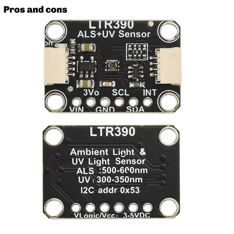 ABGI-2X LTR390 Sensore di luce UV da 300 Nm a 350 Nm Rilevamento raggi ultravioletti UV per il rilevamento della luce Esperimere meteorologiche I2C
