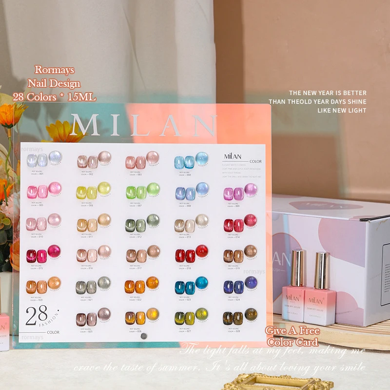 Rormays-Cat's Eye Gel, Mixed Clearcoat, Semi Permanent, UV Primer Finish, Nail Glue Salon, Semi Permanent, Star Sky, 28Pcs