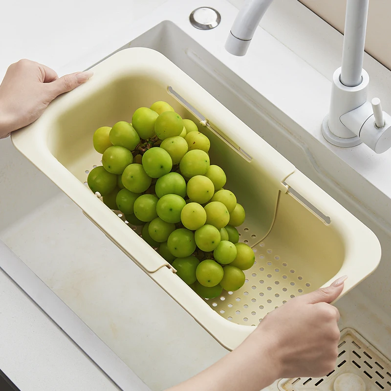 Retractable drain basket Kitchen sink drain rack Vegetable wash basin storage rack fruit and vegetable water filter basket