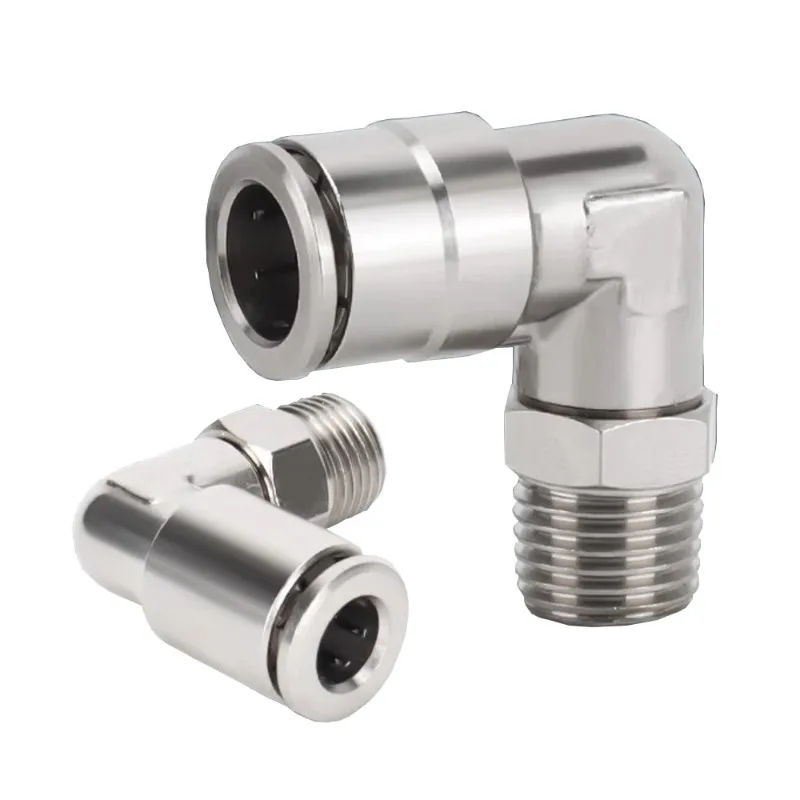 Nickel Plated Gas Pipe Water Connector 6 8mm 10mm External Thread 1/8 1/4 3/8 1/2 Pneumatic Quick Connector PL Elbow All Copper