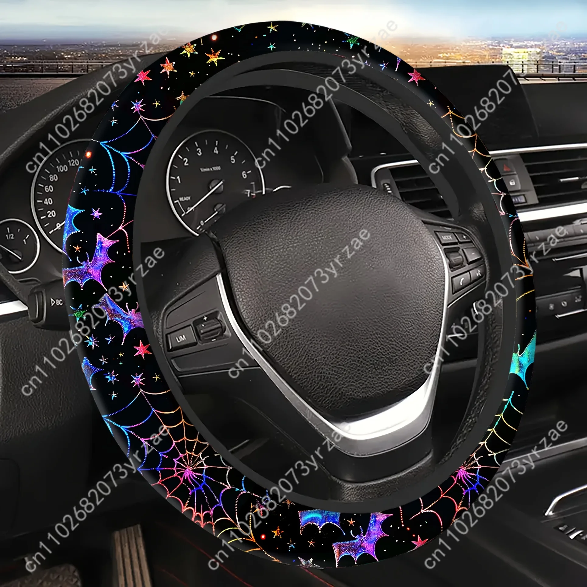 

Colorful Bat Car Steering Wheels Cover Universal Type Environmental Friendly Comfortablenon-slip Breathable Steering Wheel Wrap