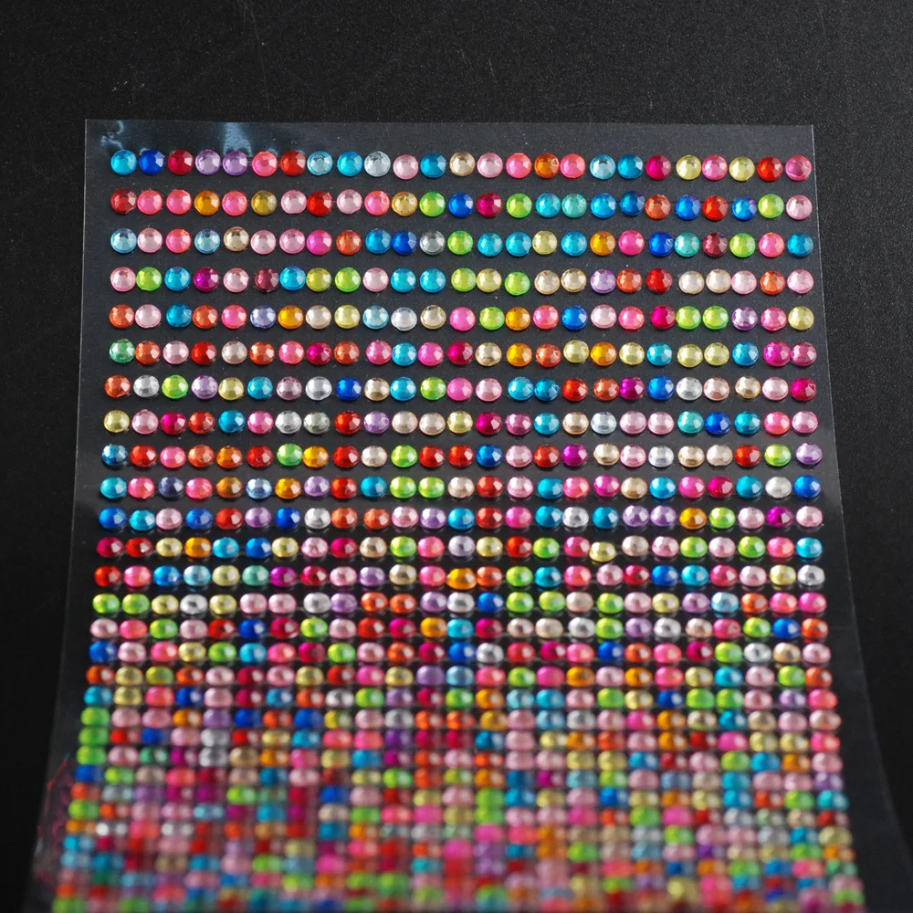 Scrapbook sticker 3mm 750pcs/set Self-adhesive Acrylic Rhinestones Sticker Mobile Diamond decoration drill stickers for car
