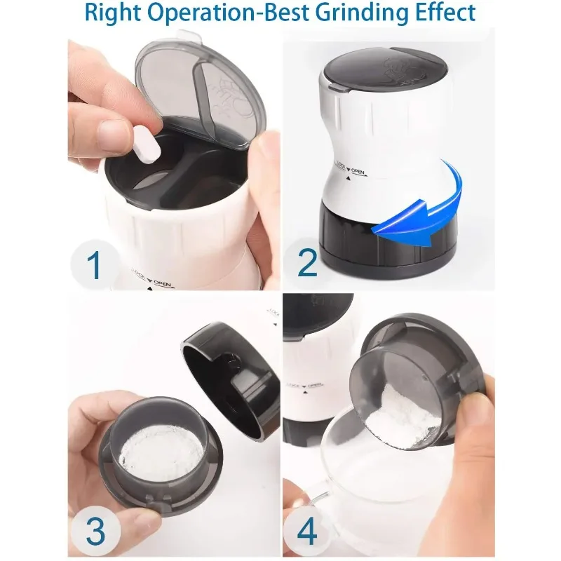 3 in 1Ceramic heart Grind and Pulverize Pills and Tablets to Fine Powder Pill Grinder Crusher Grinder with Pill Box Container