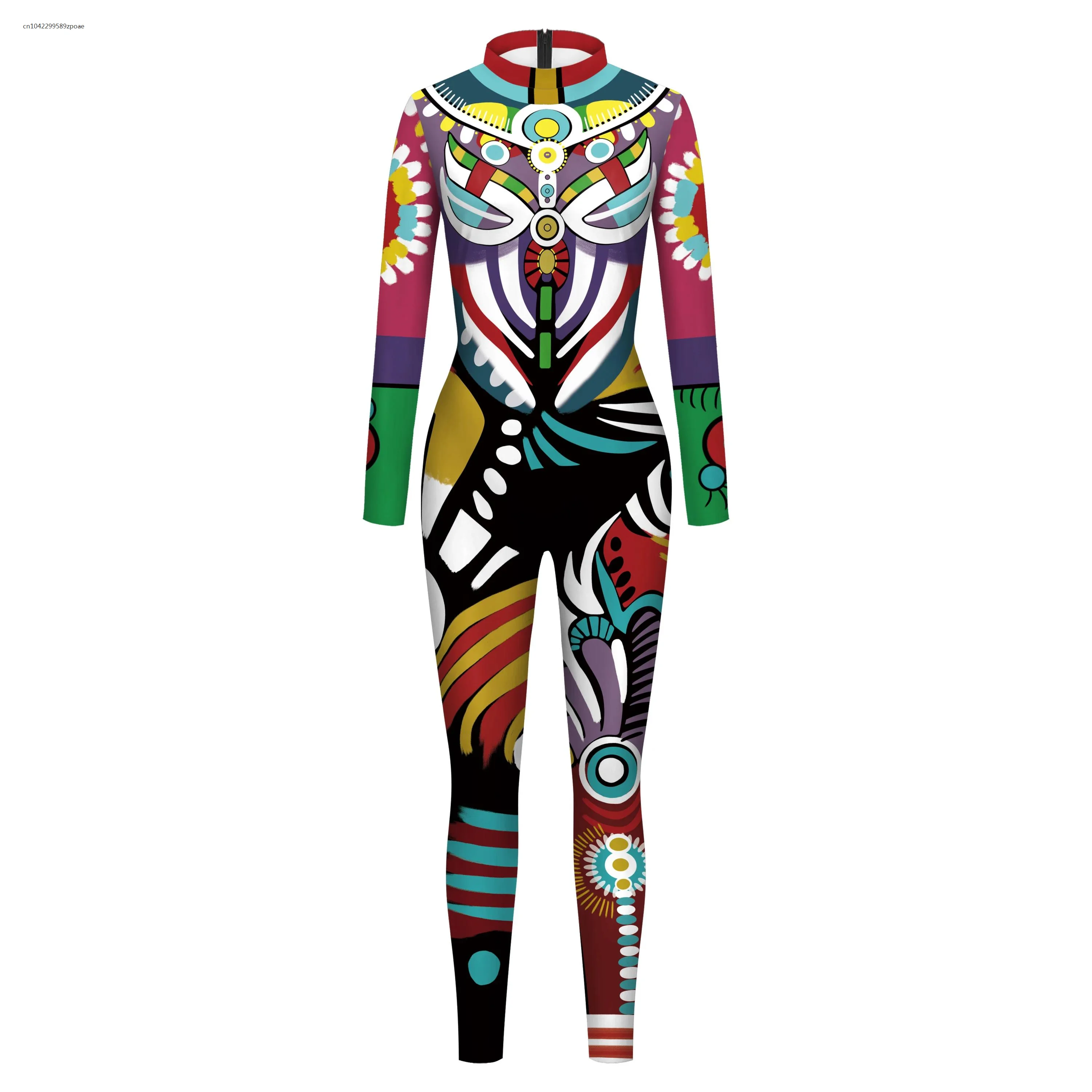 Halloween Women Cosplay Robot Punk Printed Retro Mechanica Cosplay Jumpsuit Catsuit Zentai Halloween Bodysuit 2024