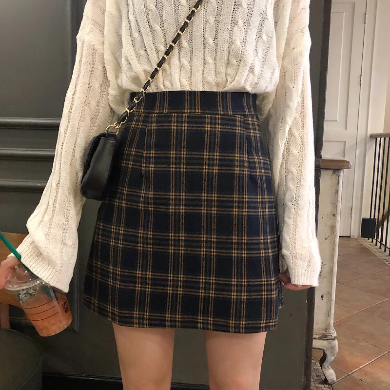 Skirts Women Retro Plaid Summer Mini Skirt A-line Ulzzang High Waist Students New Arrival Fashion Girls Female Stylish Fit 2XL