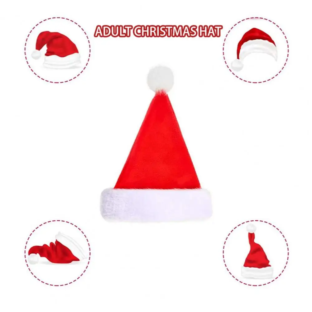 Reusable Santa Hat Plush Santa Hat Festive Christmas Santa Claus Hat for Whole Family Soft Fuzzy Plush Reusable for Adults