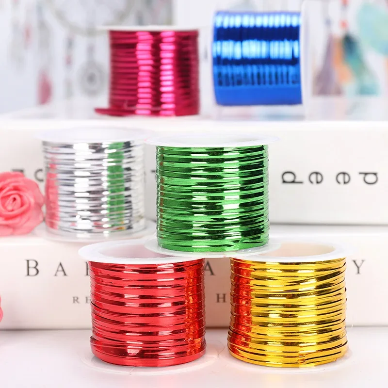 15 Meters Colorful Ribbons Iron Wire Core Ribbons Candy Bread Bag Packaging Material