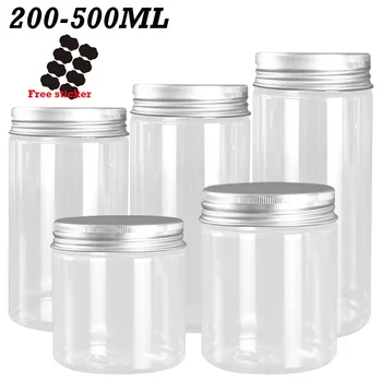 10pcs 200/250/300/400/500ml Clear Plastic Jars Empty Cosmetic Face Cream Sample Pot Container Reusable Storage Jar for Kitchen