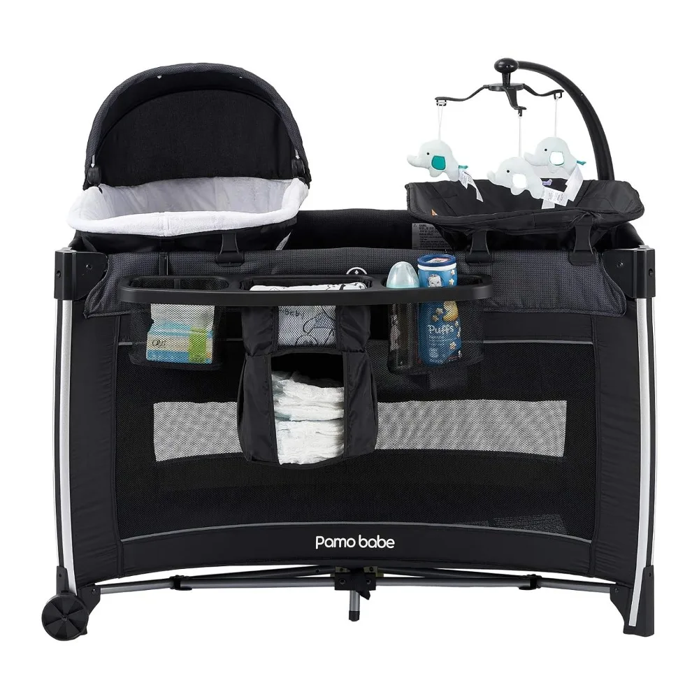 Babe 4 in 1 culla portatile Deluxe Nursery Center, Playard da viaggio pieghevole con culla, materasso