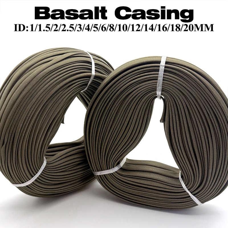 ID1-20mm Basalt Fiber Braided Hose Flame Retardant Heat Resistant Cable Insulation Sleeve Auto Industrial Wiring Protection