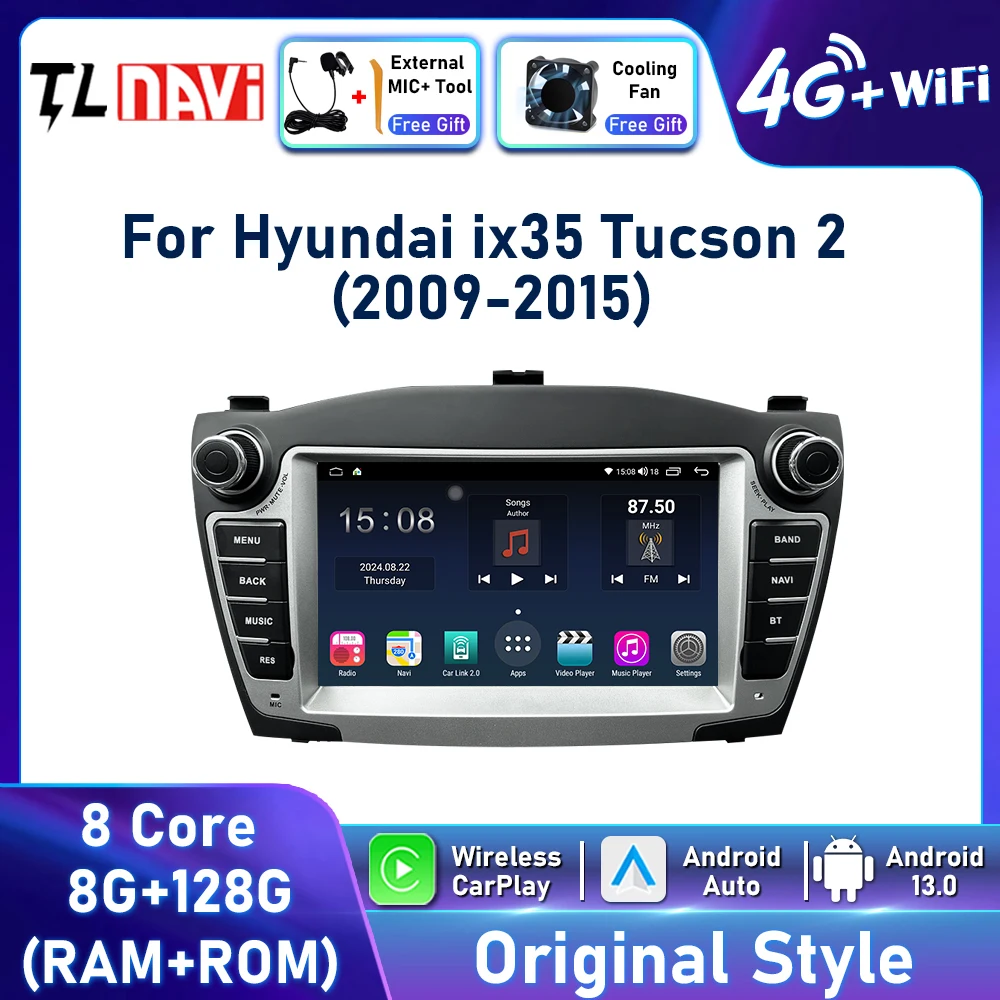 

Original style Car Radio For Hyundai ix35 Tucson 2 2009 - 2015 Android Auto Carplay Multimedia Stereo Player GPS Navigation BT