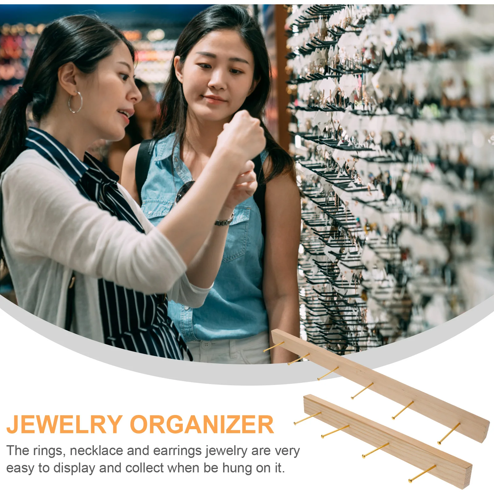 

1 set Wooden Alloy Necklace Earrings Hanger Earring Holder ganizer Earring ganizer Wall Mount Storage Rack Display