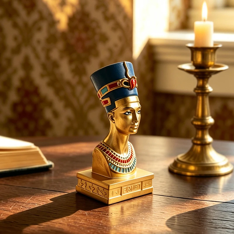 Must-Have Vintage Egyptian Royal Bust Resin Statue Antique Gold Sculpture for Living Room Desk Home Tabletop Decor Accessory
