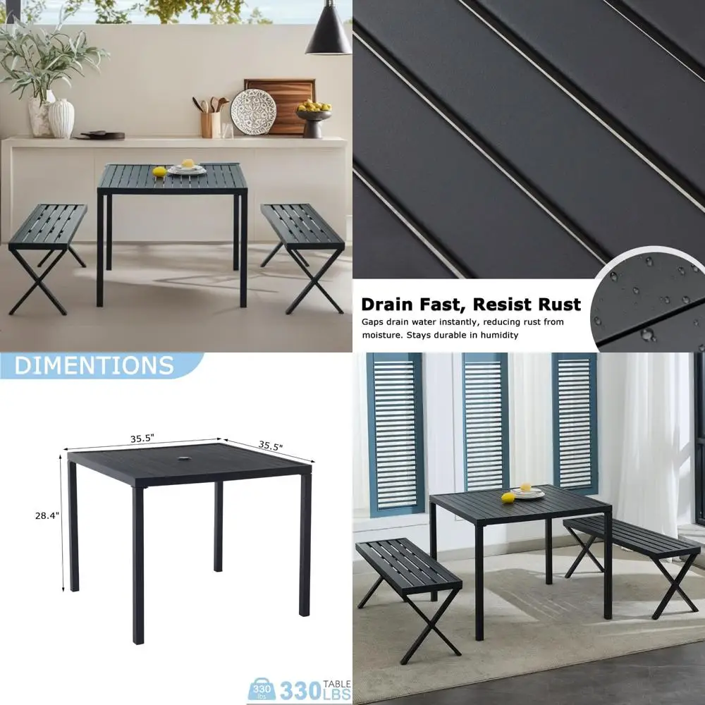 3 piece outdoor dining set, patio dining set for 4, 35.5