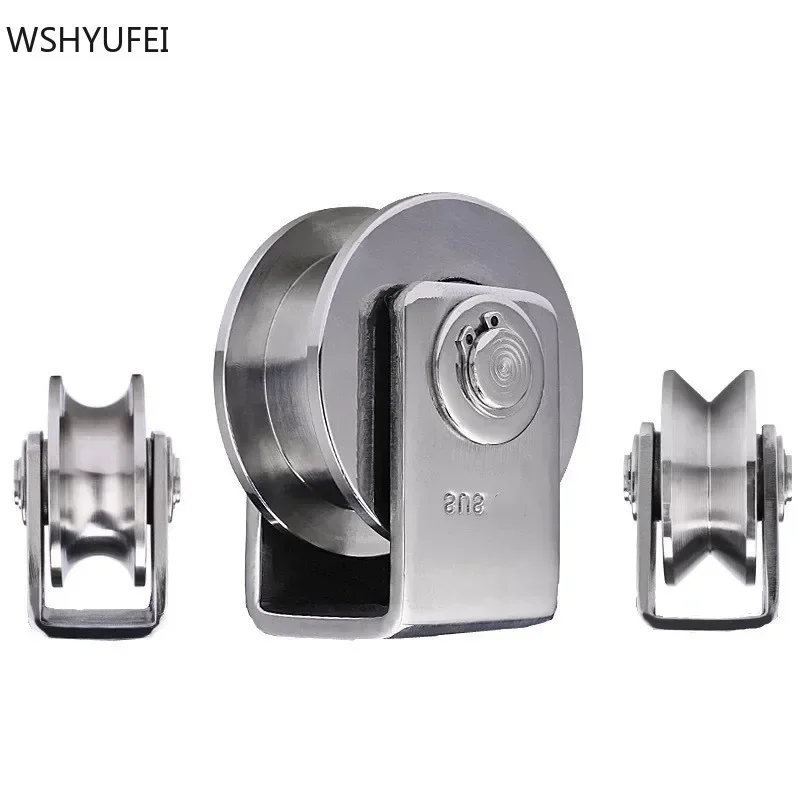 1Pc 201 Stainless Steel Bearing Pulley Wire Rope Pulley U-type V-h-shaped Groove Wheel Sliding Door Track Wheel Lifting