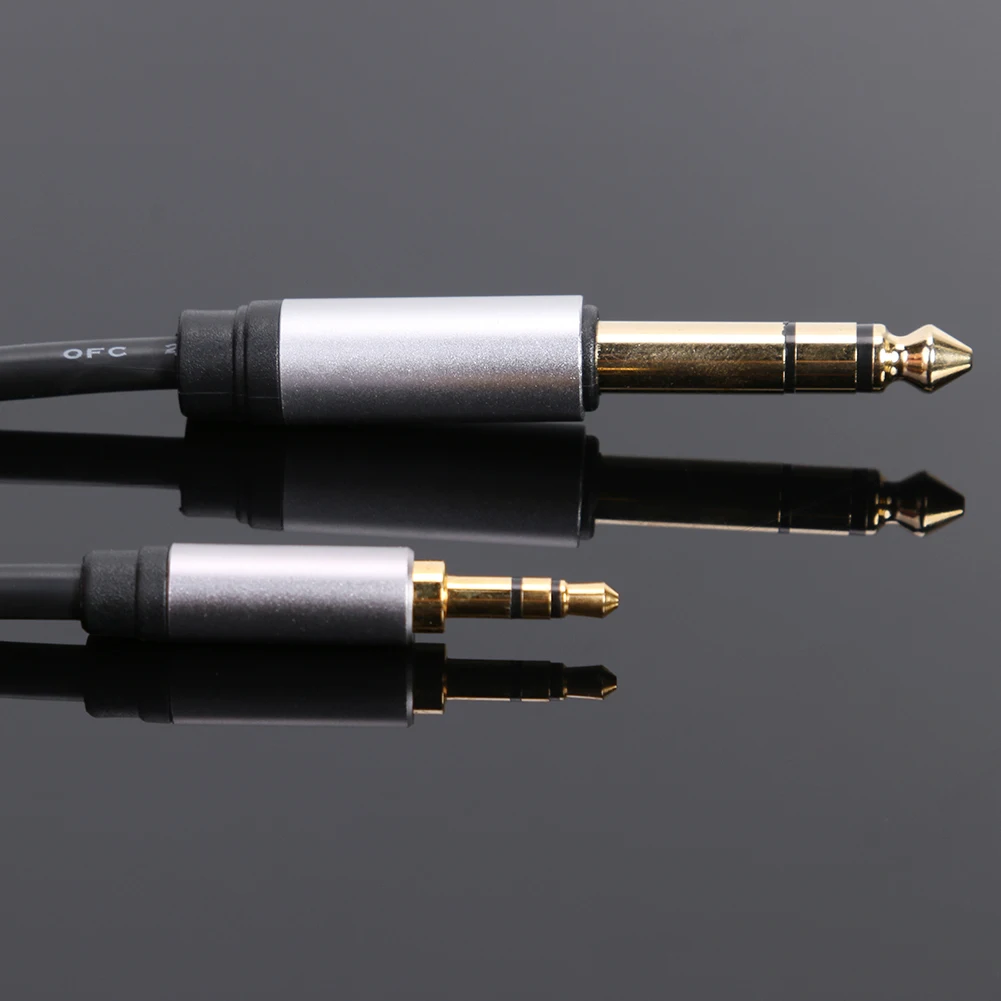 Black 3.5mm Male to 6.35mm Stereo Male TRS Audio Cable for Amplifier Headphone Reducing Transmission Signal Attenuation