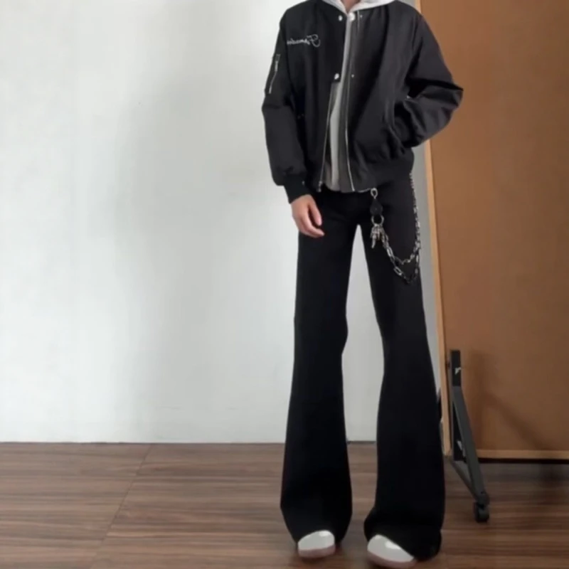 

Slim Fit Bell Bot Jeans Men's Spring Autumn High Street Sle Elastic Casual Long Pants Youth Trend Cotton Blend