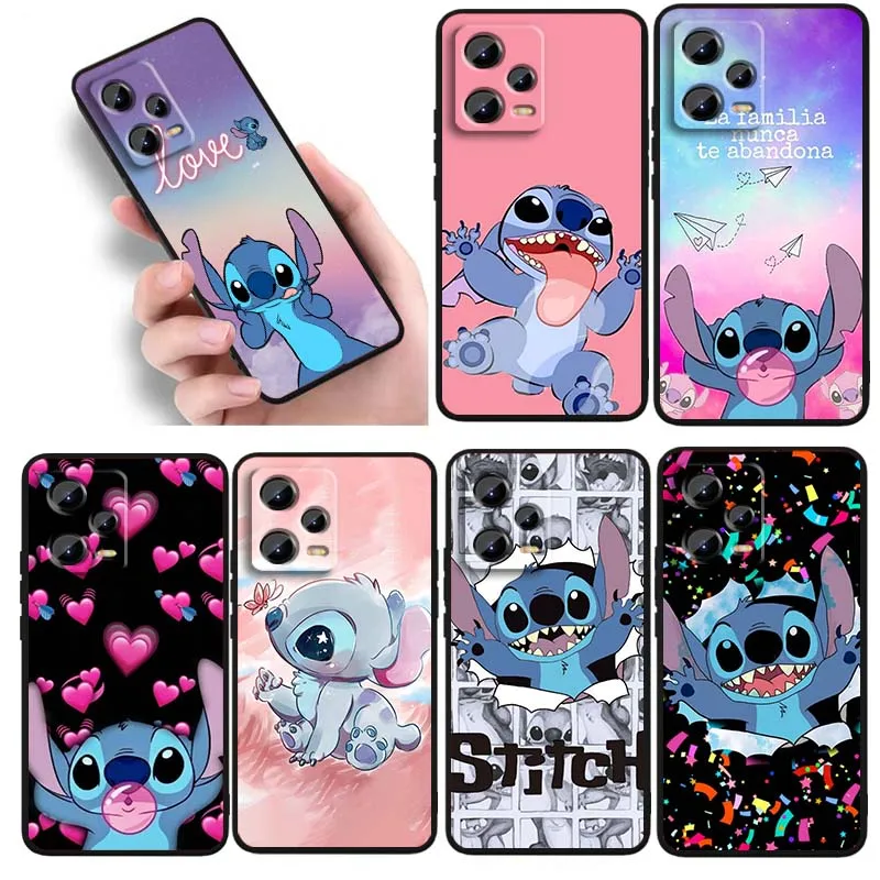

Disney Stitch Monster For Xiaomi Redmi Note 15 14 13 12 12S 11E 11 11S Pro Plus 4G 5G Black Soft TPU Cover