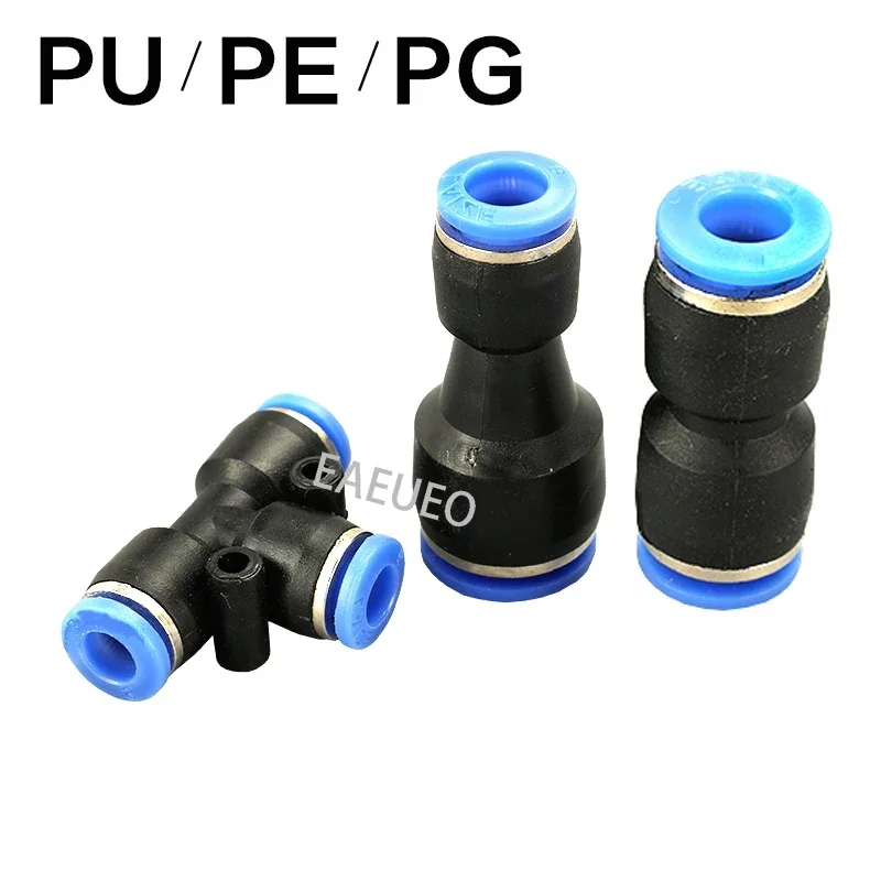 Raccord de tuyau PU4 6 8 10 12 connecteur de tuyau pneumatique connecteur rapide PG6-4 PG6-8 PG6-10 pour air eau tuyau tube pousser en droite