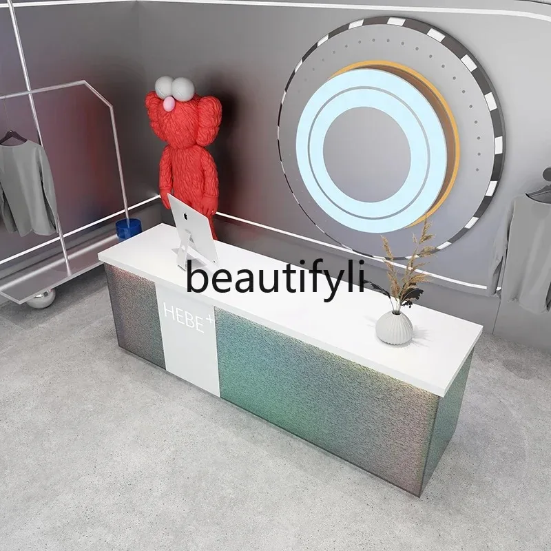 A176  Commercial paint front desk Reception desk Curved clothing store checkout page Beauty salon Bar