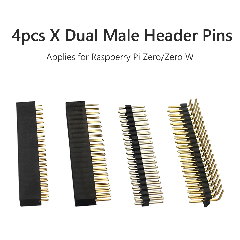 4 PCS 40Pin Double Row Straight Connector Double Row Stright Male Headers Pins Pin Header Connector for Raspberry Pi Zero/Zero W