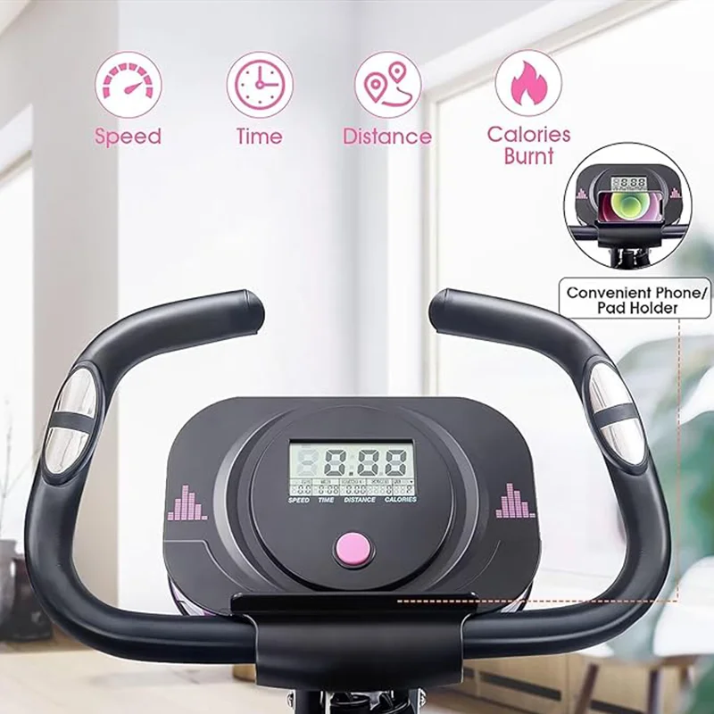 Foldable Exercise Bike Stationary Bike Sportneer 4 in 1 Indoor Cycling Bike 10 Level Magnetic Resistance Training LCD Screen