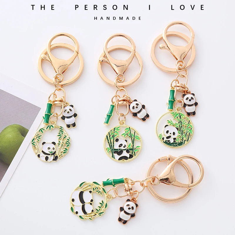 Cute Panda Key Chain for Bag Strap Ornament Chinese Style Handmade Handbag Pendant Charm Keyrings Bag Accessories Adornment