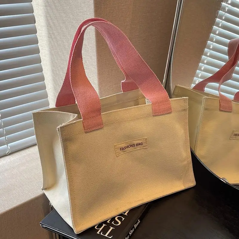 

New Fashionable Canvas Tote Bag Retro Handbag Commuter Work Small Storage Bag Versatile Bag for Daily Use Women's Bag