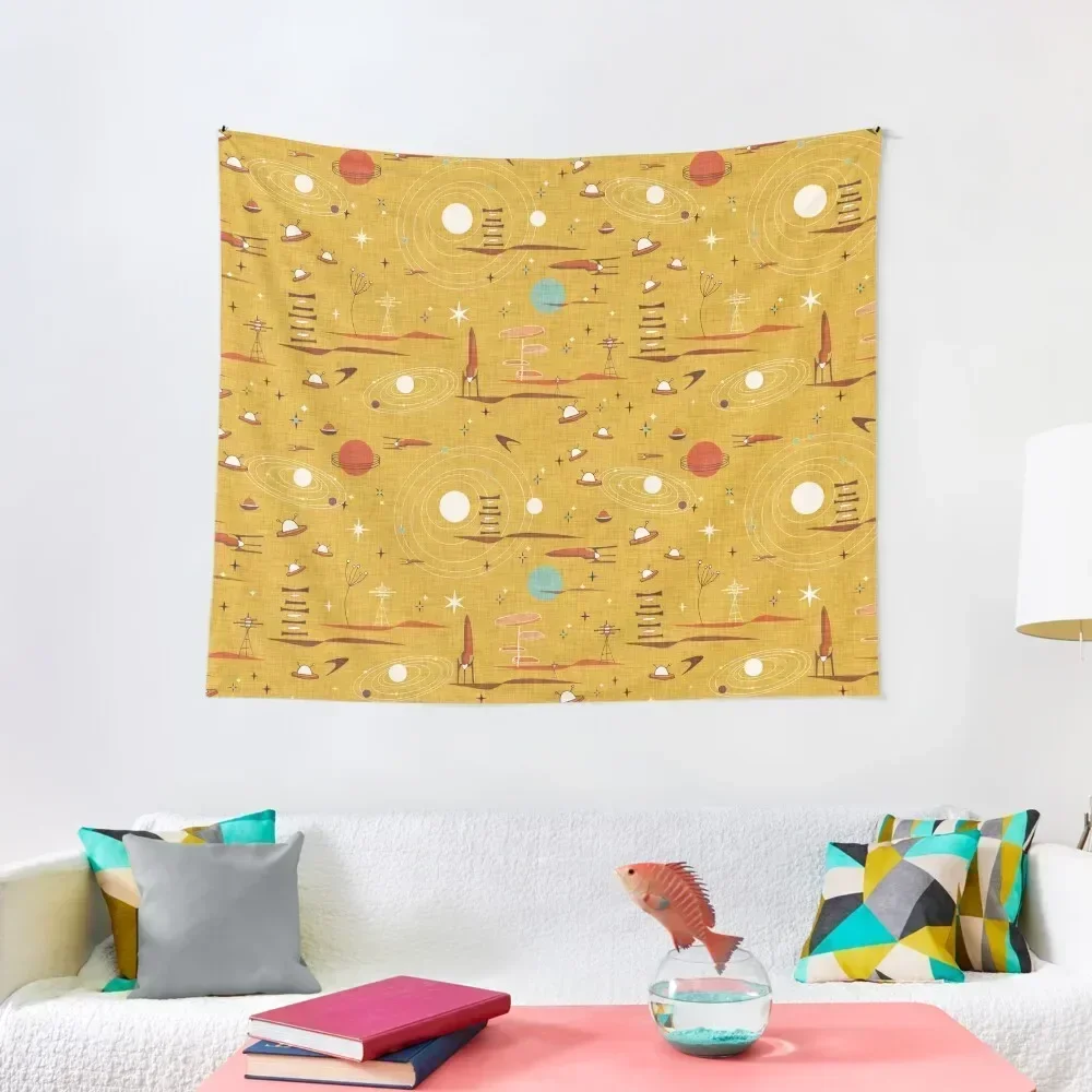 

Intergalactic Adventures Yellow Tapestry Bathroom Decor Custom Tapestry