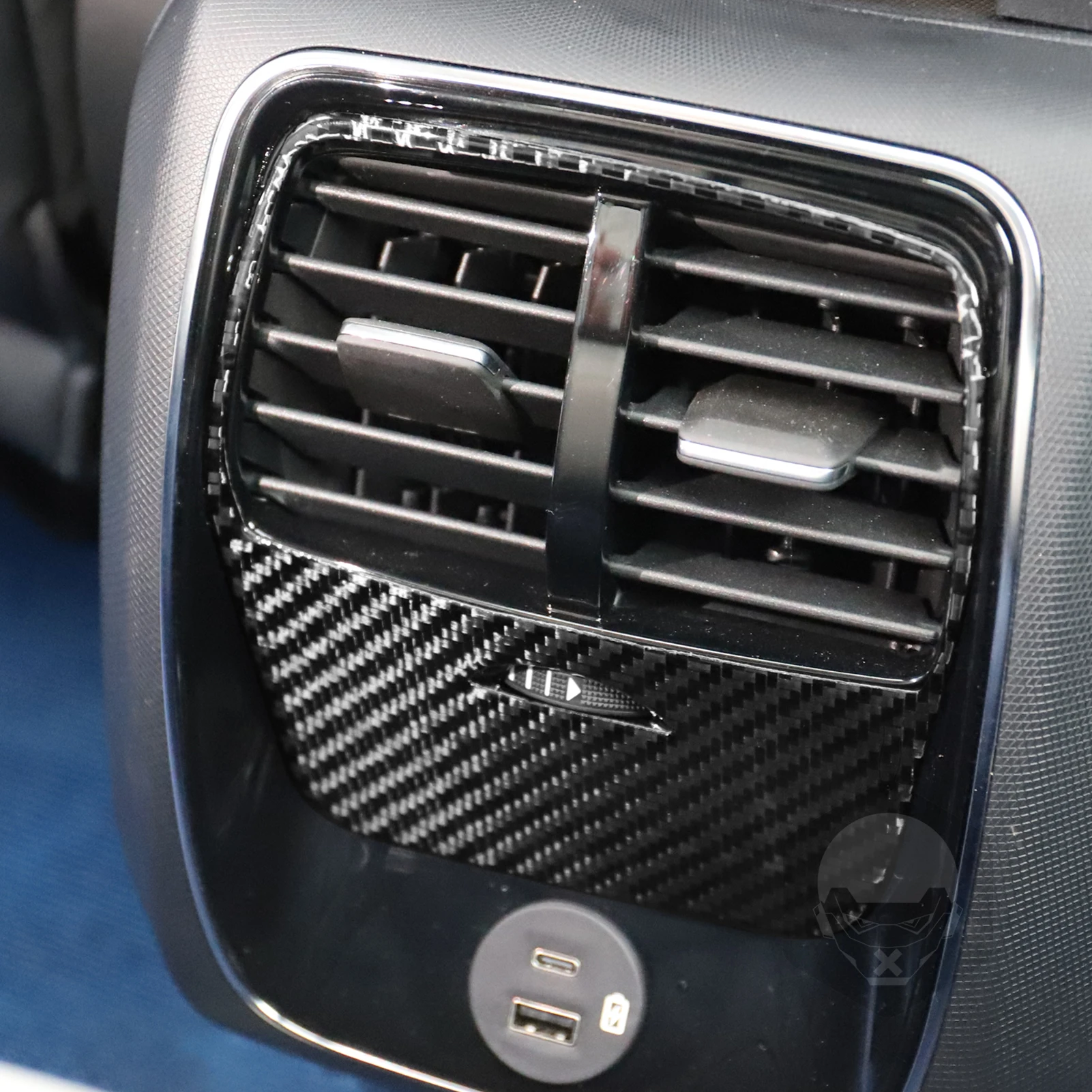 Real Carbon Fiber Car Accessories Rear Air Vent Frame Decorative Trim Cover Soft Sticker For Ford Mustang Mach E 2021 2022