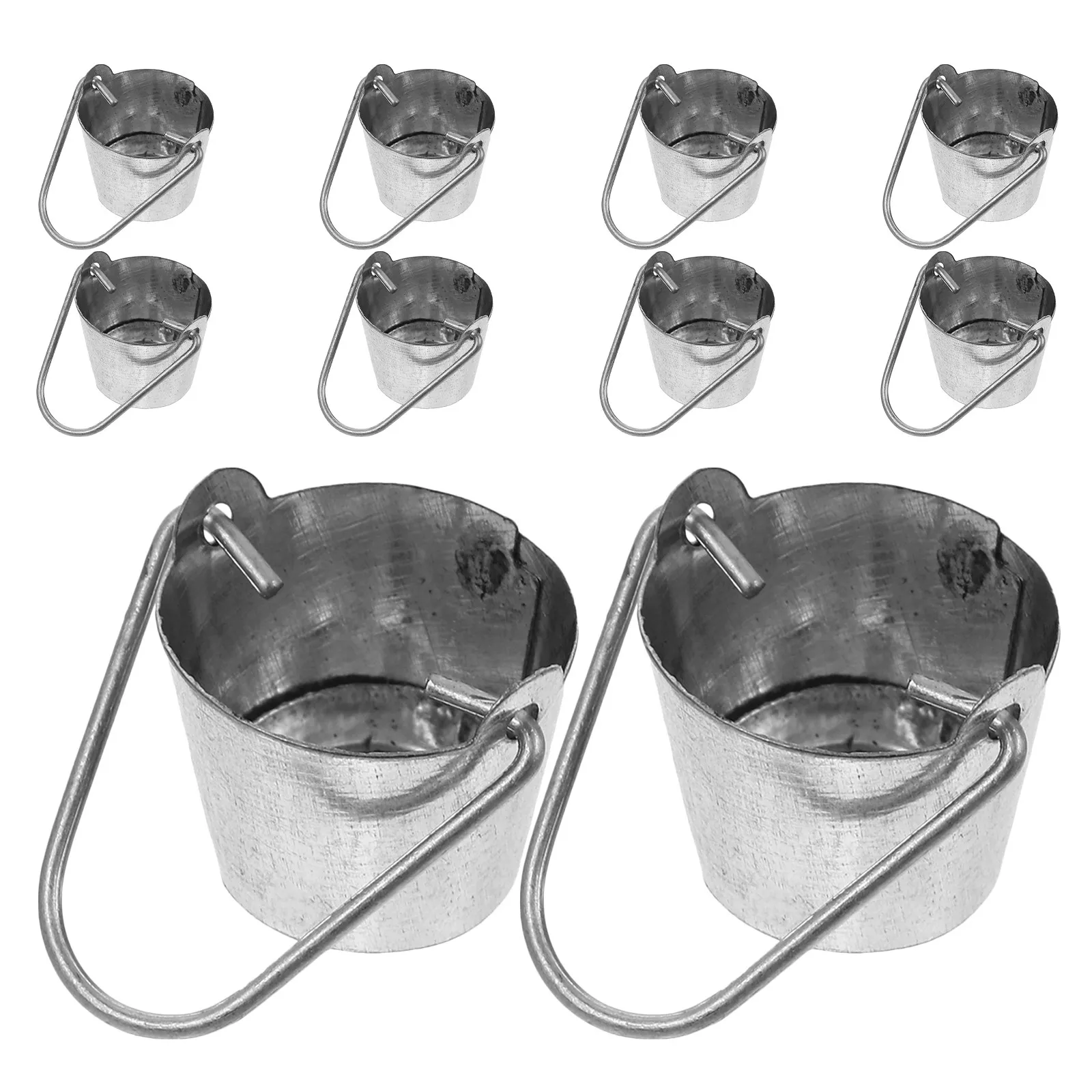

10Pcs Miniature Metal Buckets Small Garden Decor with Handles Mini Storage Pails for Tiny Plants Mini Yard Accessories