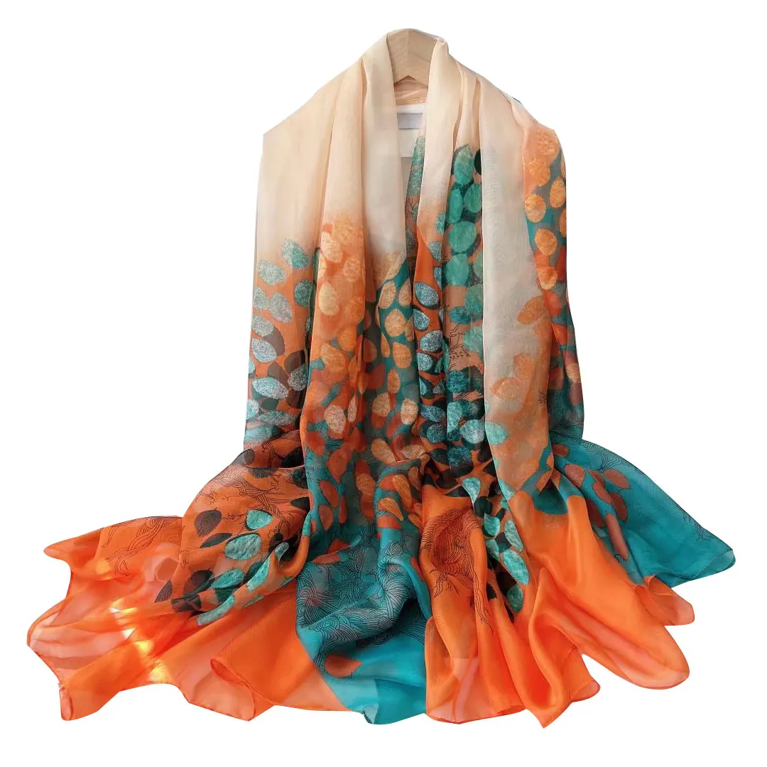 Luxury Silk Scarf Hijab Women Soft Warm Pashmina Neck Beach Stoles 2024 Head Scarves Echarpe Shawl Large Wrap Echarpe Bandana