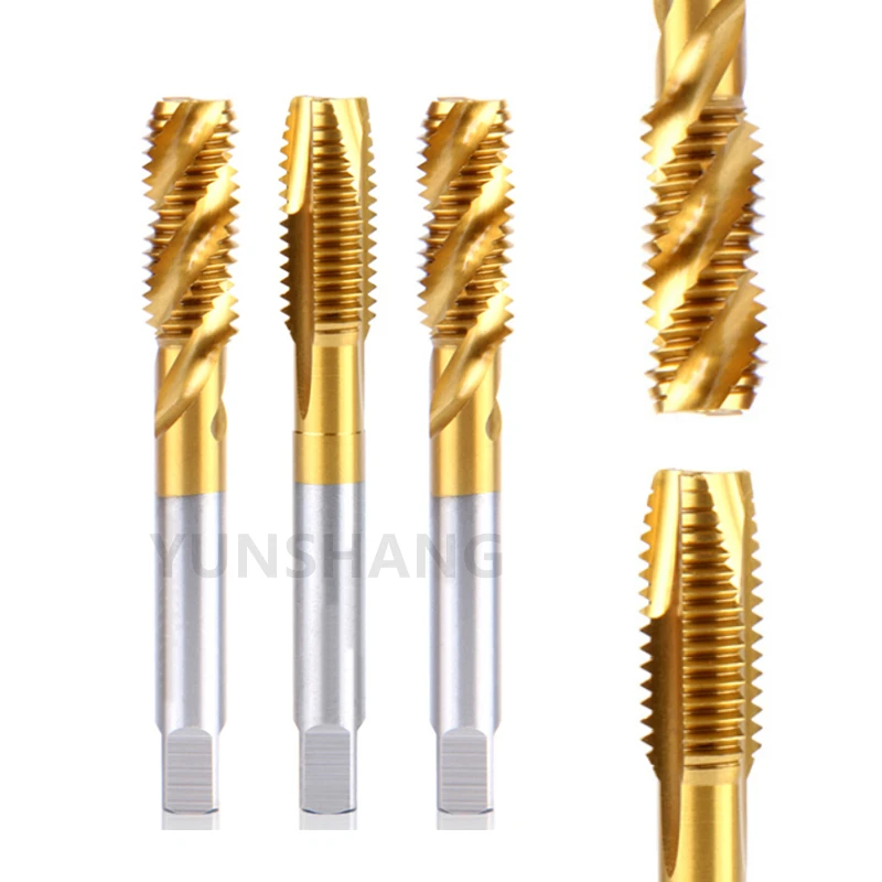 Tapping Bit Screw Taps For Screw Machines, M2.5-M24 Flat-head Pointed Spiral Straight Groove Titanium-plated CNC Tool Drill