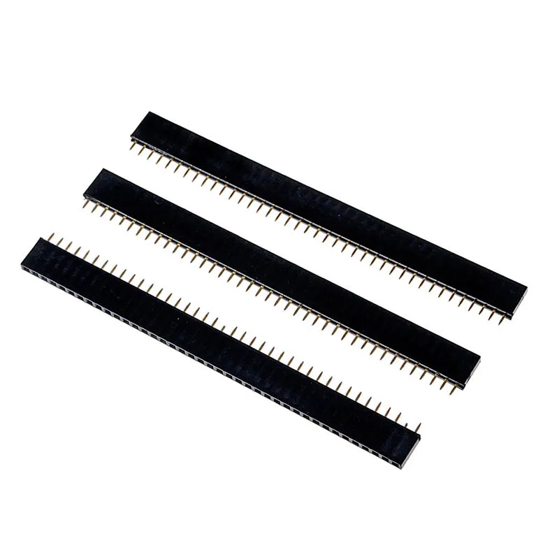 2.54mm Pitch Single Row Female 2~40P PCB socket Board Pin Header Connector Strip Pinheader 2/3/4/6/10/12/16/20/40Pin For Arduino