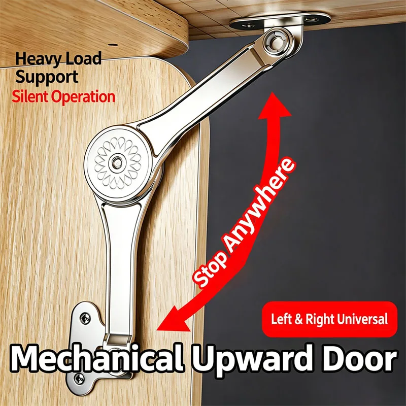 Hydraulic Lid Support Hinge Soft Close Random Stop Adjustable Folding Flap Stay for Kitchen Wardrobe Cabinet Door Hardware